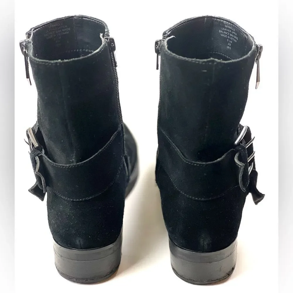 Marc Fisher Black Parole Buckle Moto Boots